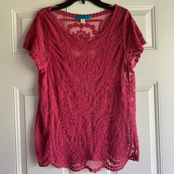Buttons | Mauve Lace Netting Top-size S/M - Picture 1 of 4